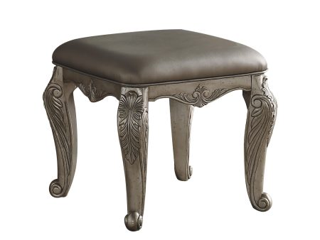 Northville PU & Antique Silver Vanity Stool Sale