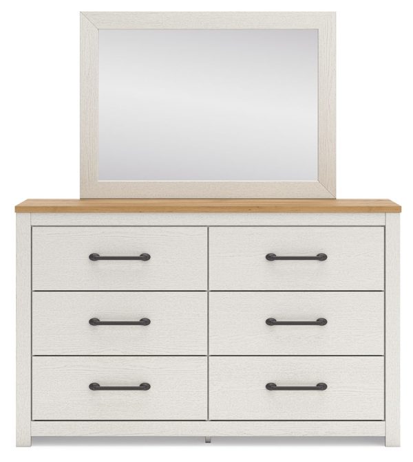 Linnocreek - White   Warm Brown - Dresser And Mirror Online Sale