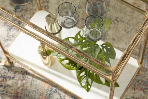 Plattfield - Antique Gold Finish - Bar Cart Hot on Sale