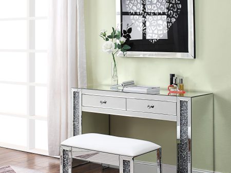 Noralie Mirrored & Faux Diamonds Vanity Desk Cheap