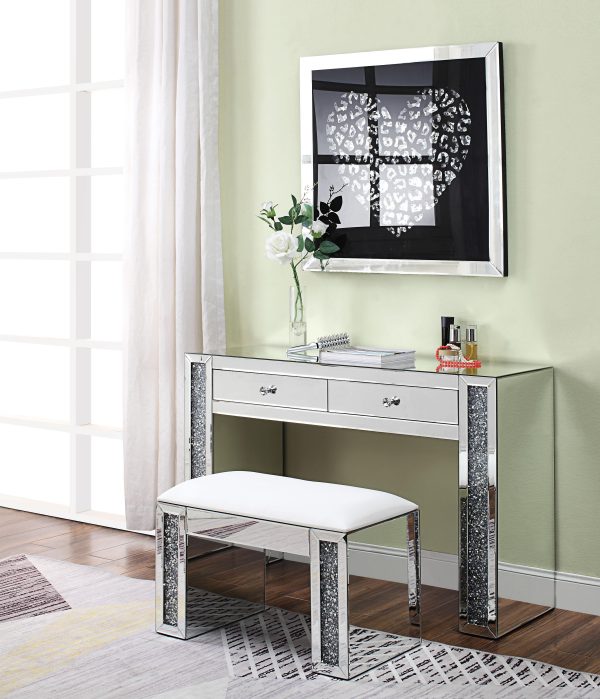 Noralie Mirrored & Faux Diamonds Vanity Desk Cheap