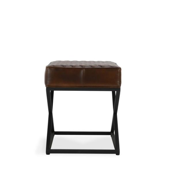 Bruno - Leather Rectangle Stool - Rustic Brown Online Hot Sale