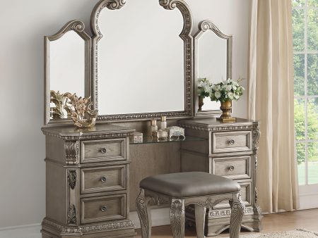 Northville Antique Silver Vanity Desk Online Hot Sale