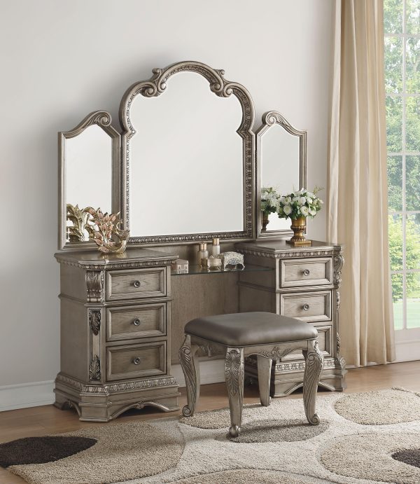 Northville Antique Silver Vanity Desk Online Hot Sale