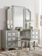 Avondale Vanity Dresser with Mirror in Silver 1646-15 For Sale