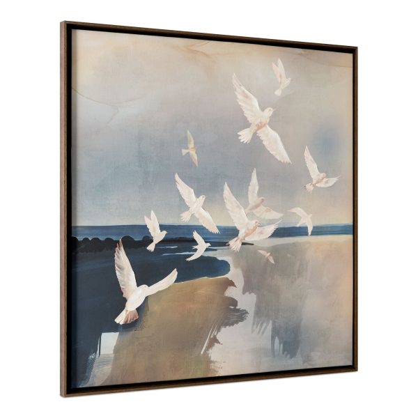 Flock - Framed Painting - Beige Cheap