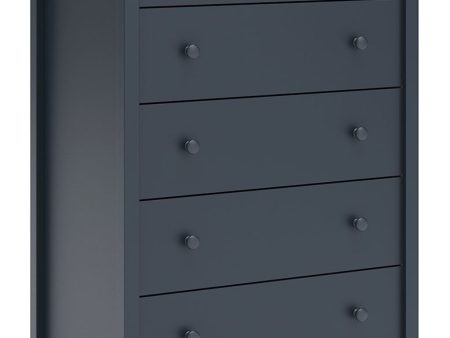 Simmenfort - Navy Blue - Five Drawer Chest For Sale