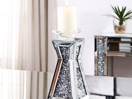 Nowles Mirrored & Faux Stones Accent Candleholder For Discount