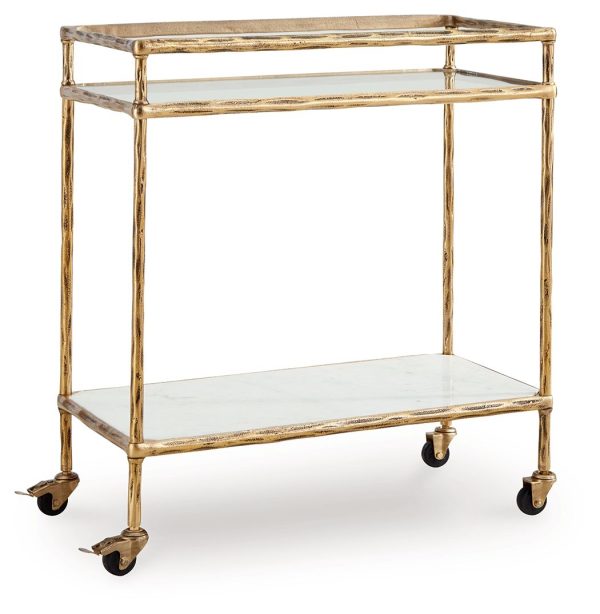 Plattfield - Antique Gold Finish - Bar Cart Hot on Sale