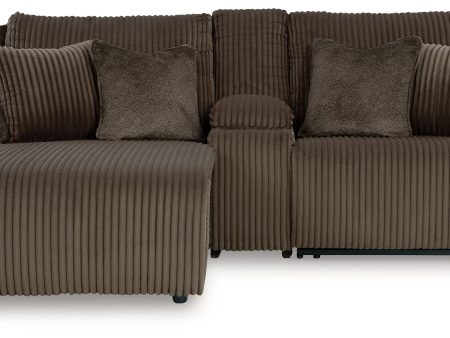 Top Tier - Chocolate - 3-Piece Reclining Sectional Sofa With Laf Press Back Chaise - Fabric Online Sale