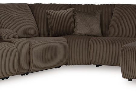 Top Tier - Chocolate - 6-Piece Reclining Sectional With Raf Press Back Chaise - Fabric Online Sale