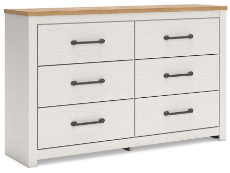 Linnocreek - White   Warm Brown - Six Drawer Dresser Online Sale