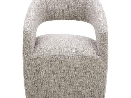 Barrow - Performance Fabric Rolling Dining Chair - Pearl Silver Online Sale