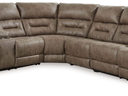 Ravenel - Fossil - 4-Piece Power Reclining Sectional With Laf Power Reclining Loveseat With Console - Faux Leather Online Sale