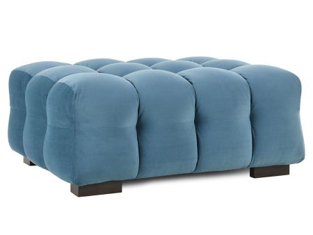 Petra - Velvet Rectangular Ottoman - Blue Supply