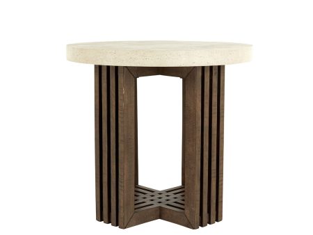 Aspen - Round End Table - Distressed Brown Antique White Hot on Sale