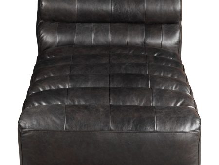 Ramsay - Leather Chaise - Black Hot on Sale