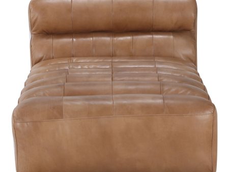 Ramsay - Leather Chaise - Light Brown Cheap