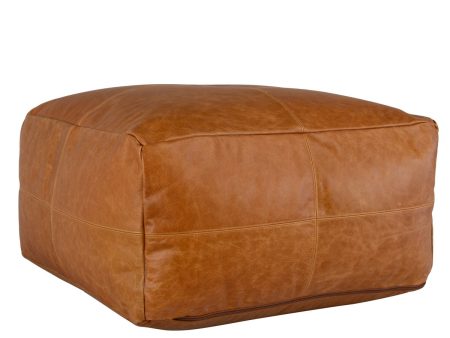 Poufs - Leather Dumont Pouf - Chestnut Discount