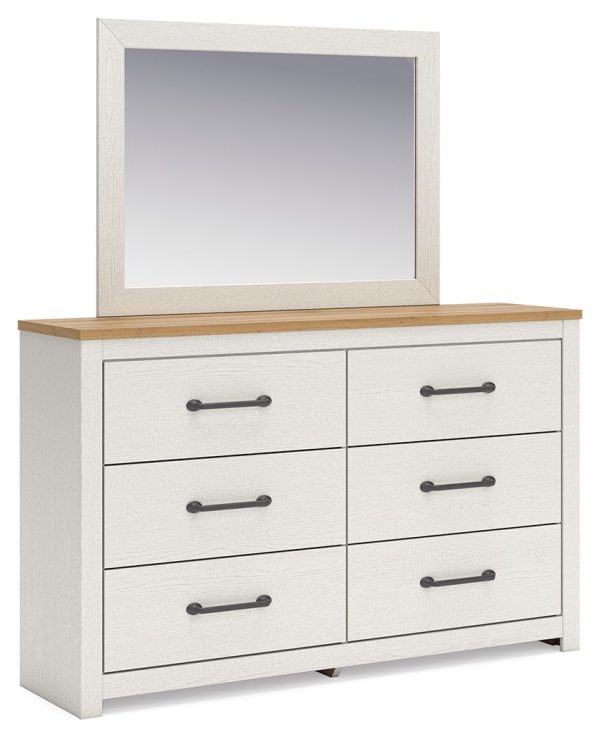 Linnocreek - White   Warm Brown - Dresser And Mirror Online Sale