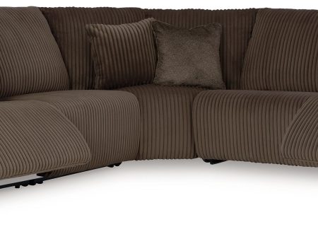 Top Tier - Chocolate - 5-Piece Reclining Sectional - Fabric Online now