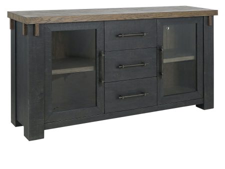 Duncan - 3 Drawer 2 Door Buffet - Driftwood Black For Discount