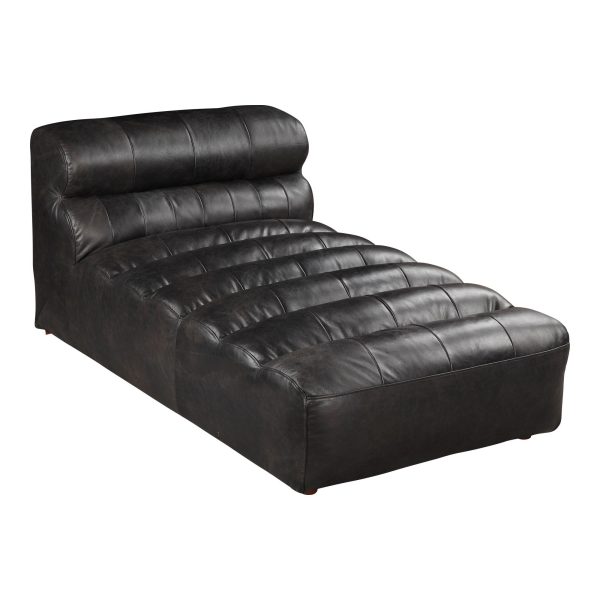 Ramsay - Leather Chaise - Black Hot on Sale